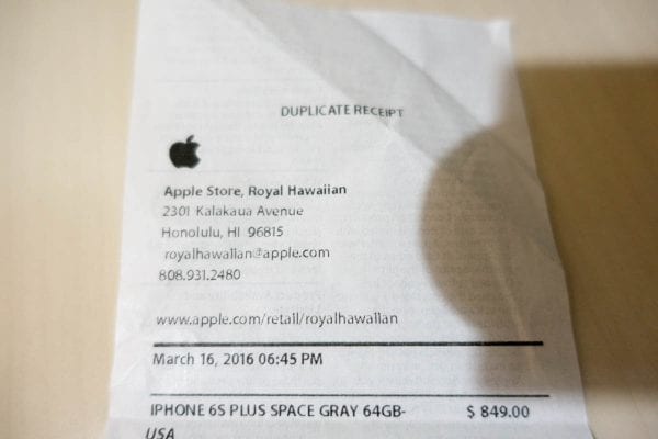 ハワイで購入したiPhone 6s Plus