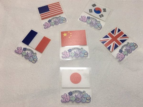 フェイスシール(各メンバーの担当国と日本のシール)