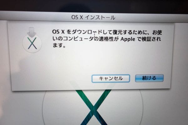 インストールの確認画面