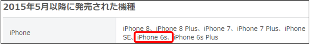 2015年5月以降に発売された機種にiPhone 6sあり
