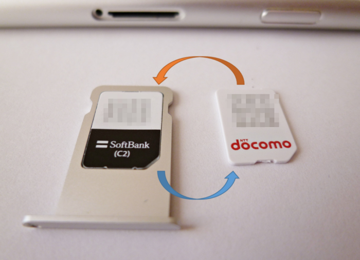 SoftBankのSIMとdocomoのSIMを入れ替える