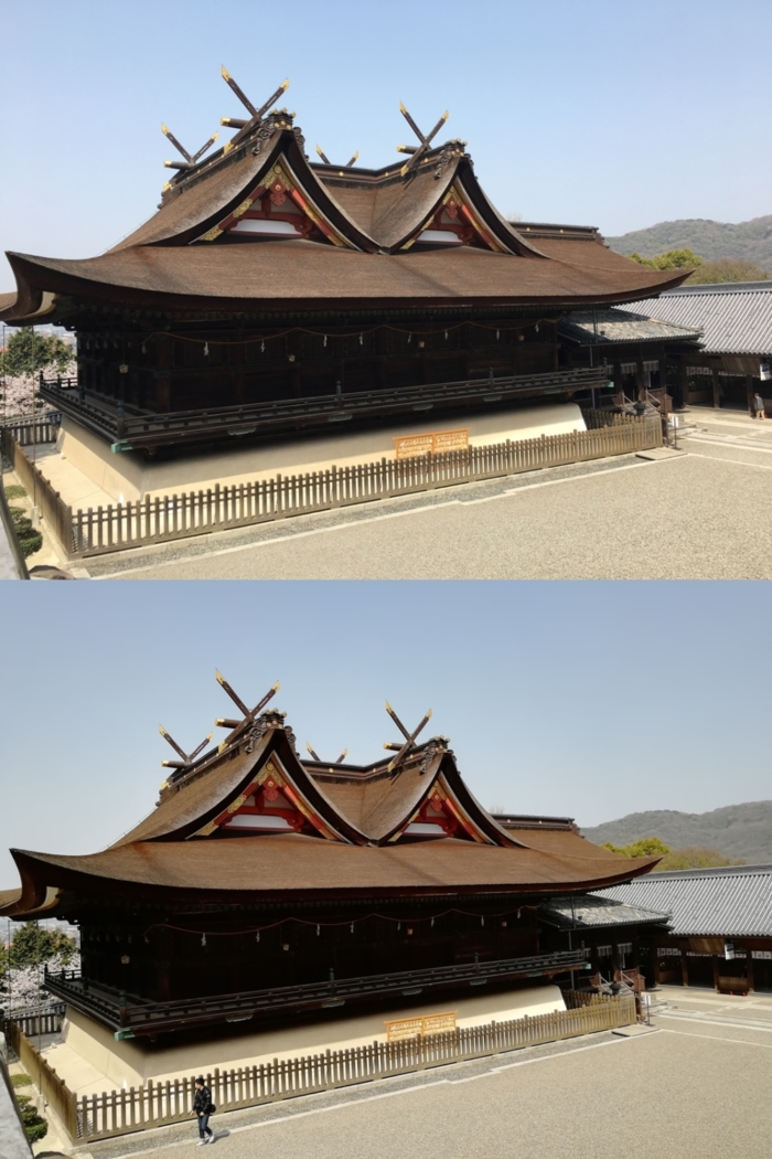 iPhone 6sとnova 2で撮影した神社を比較
