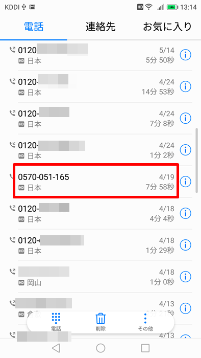 ねんきんダイヤル(ナビダイヤル)に問い合わせをした通信費