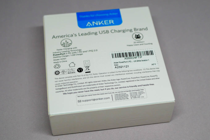 「Anker PowerPort ll PD」パッケージ(裏面)