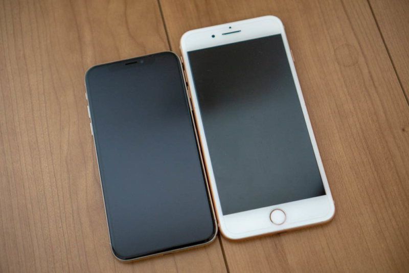 iPhone 8 PlusはiPhone Xより一回り大きい
