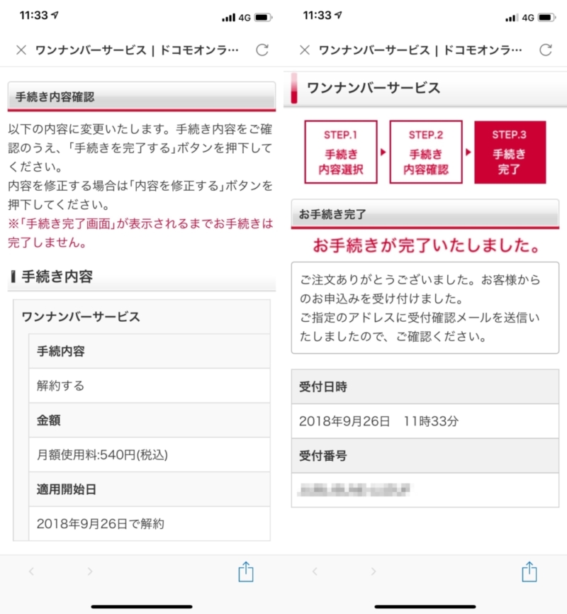 ワンナンバーサービスを解約