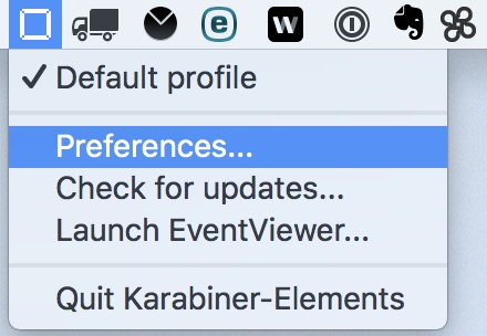 「Karabiner-Elements」の設定画面を表示する