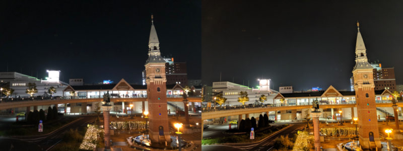 夜景モード比較 建物