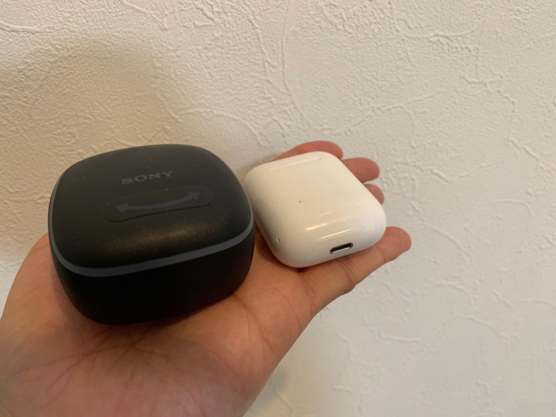 AirPodsと比較すると大型のケース