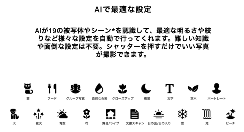 AIアシストで「いい感じ」の写真が簡単に撮れる