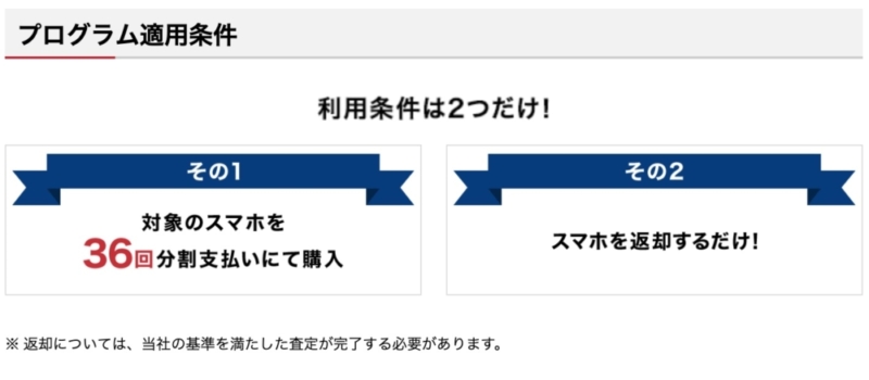 「スマホおかえしプログラム」適用条件