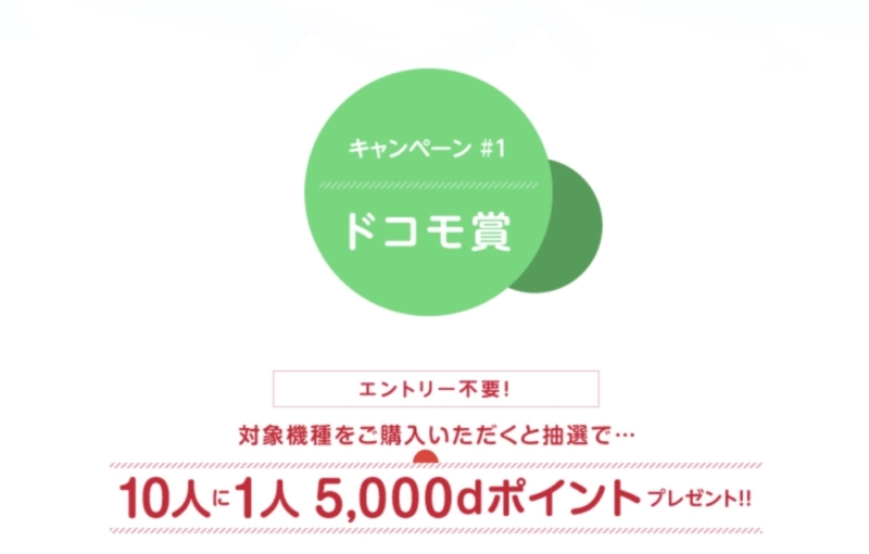 10人に1人5,000dポイントプレゼント