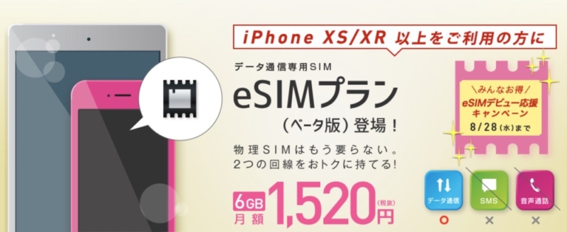 IIJmio(みおふぉん)「データ通信専用SIM eSIMプラン」
