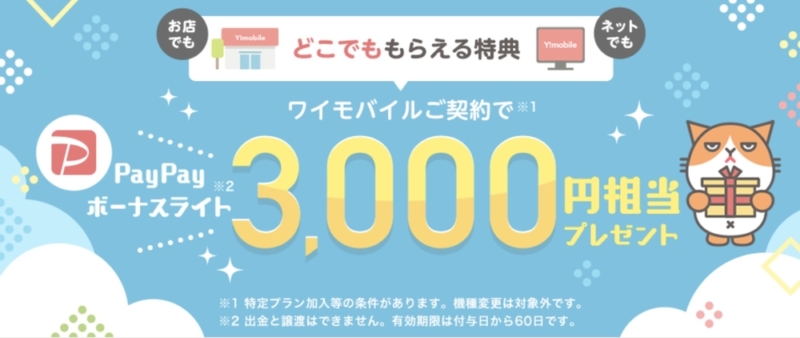 ワイモバイルどこでももらえる特典