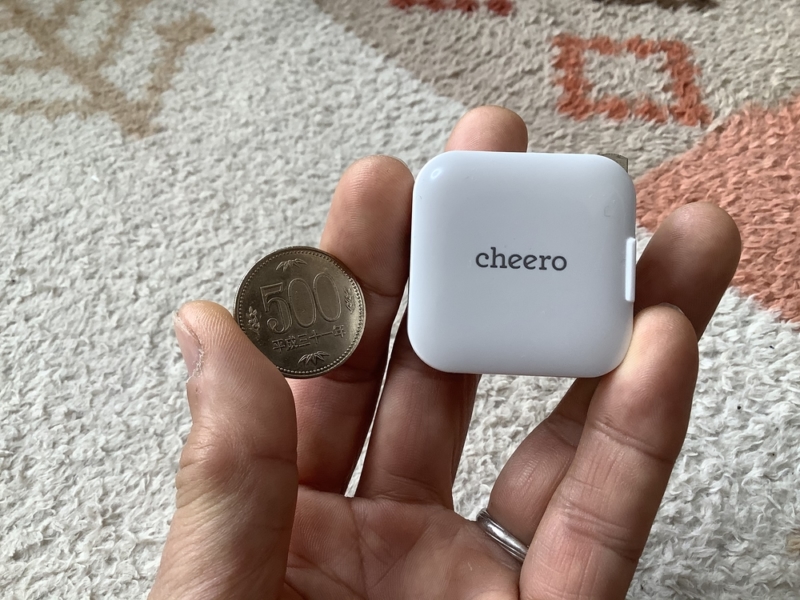cheero「USB-C PD Charger 18w mini(CHE-329)」レビュー500円硬貨との比較