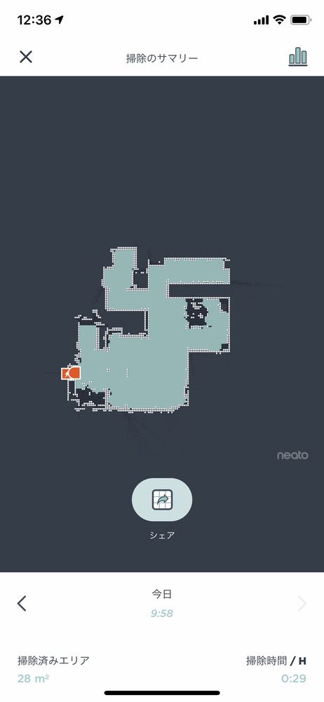 リビングを掃除した後