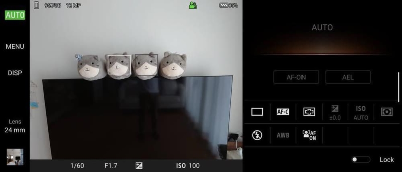 「Photography Pro」でフォーカスがあたった状態
