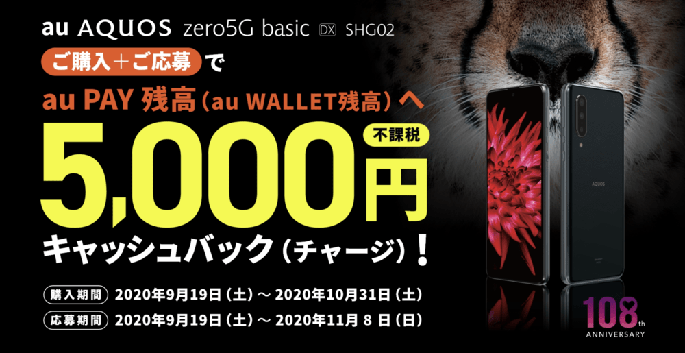 AQUOS zero5G basic DX デビューキャンペーン