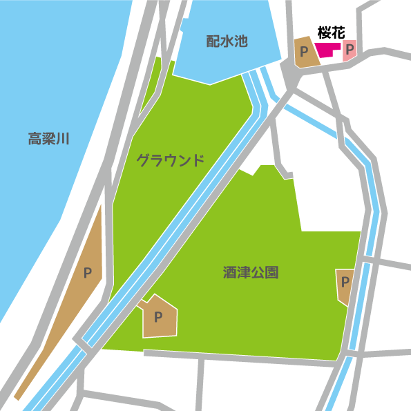 桜花駐車場地図