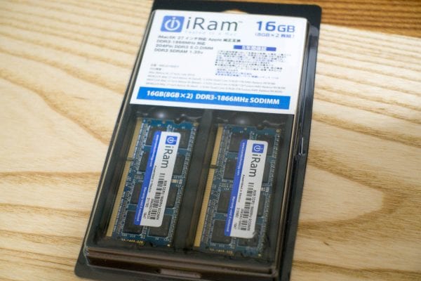 iRam PC3-14900 (DDR3-1866) SO.DIMM 16GBを購入