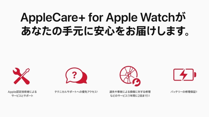 AppleCare+ for Apple Watchのサービス内容