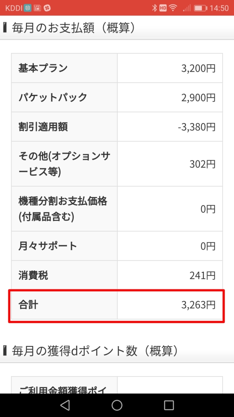 docomoでハーティ割引を使ったときのシミュレーション