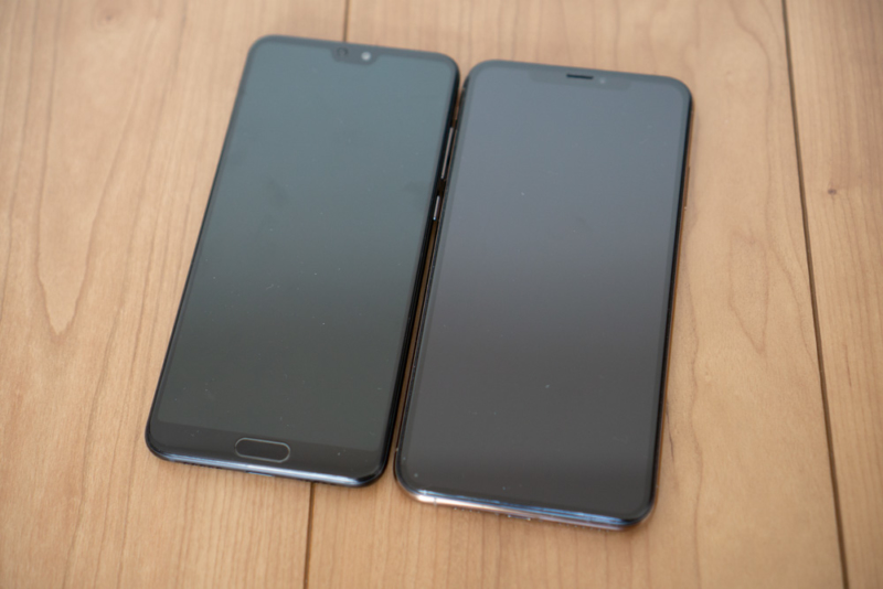 左がHUAWEI P20 Pro、右がiPhone XS Max