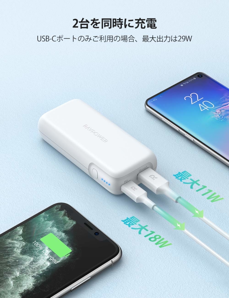 RAVPower モバイルバッテリー 10000mAh(RP-PB186)